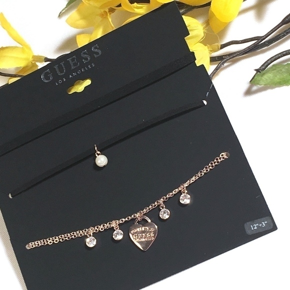 3/$29! GUESS Layered Choker Necklace Pearl Suede - Picture 5 of 7